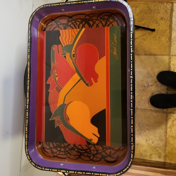 Laurel Burch Other - Rare Vintage Laurel Burch Three Horse Wood Hand Painted Serving Tray